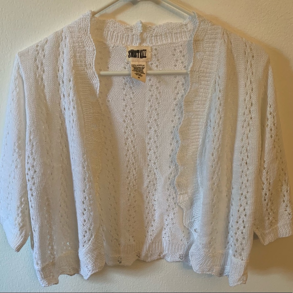 White cropped cardigan